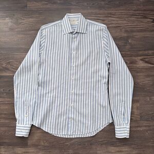 Suitsupply Light Blue and White Vertical Stripe Dress Shirt